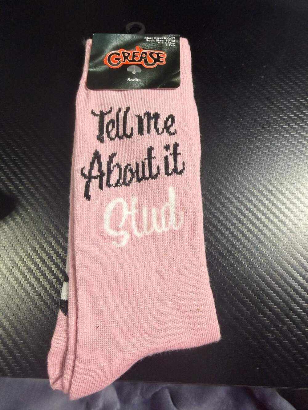 Grease "Tell Me About It Stud" Pink Crew Socks Size 10-13